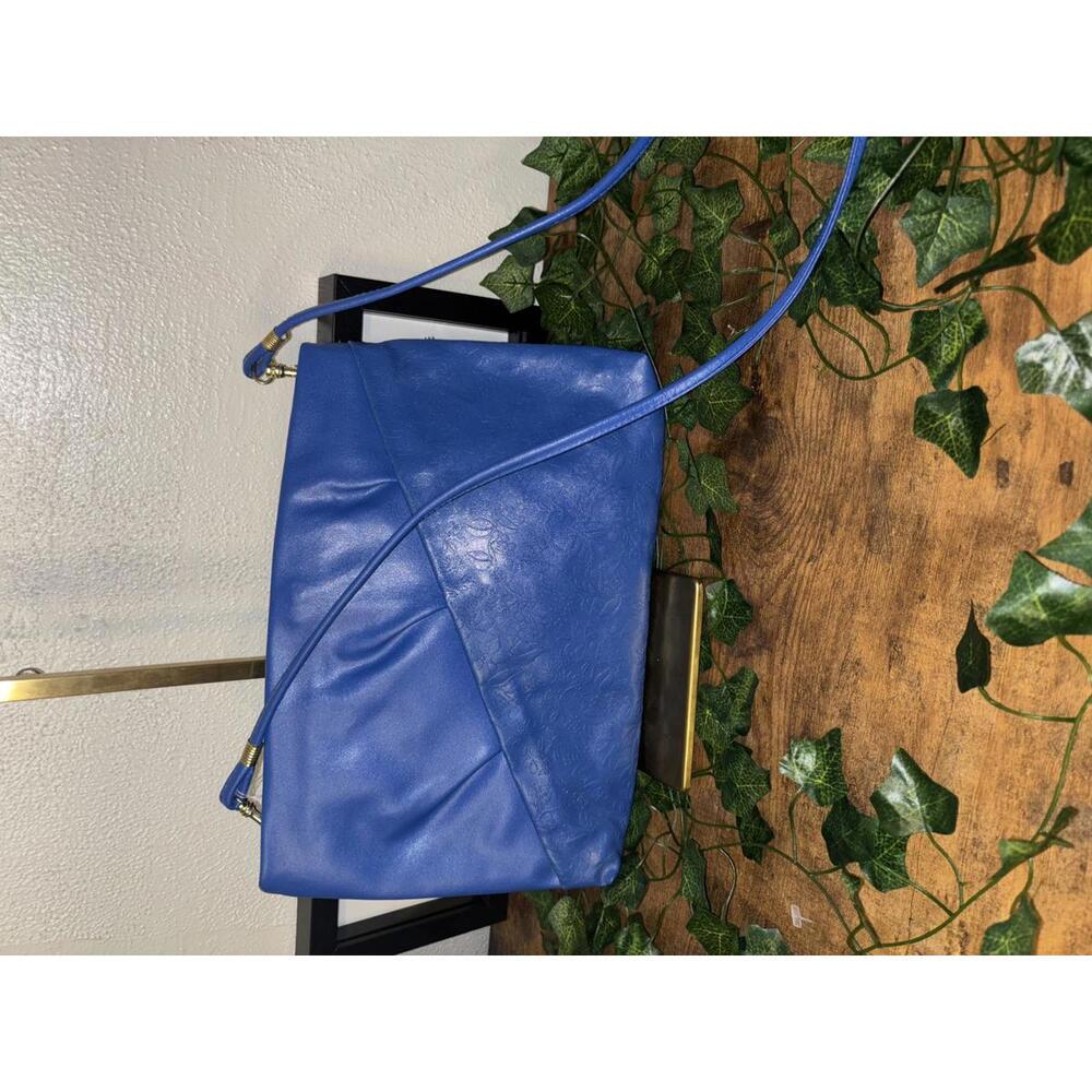 Toni Federici Blue Leather Crossbody Bag Removable Strap